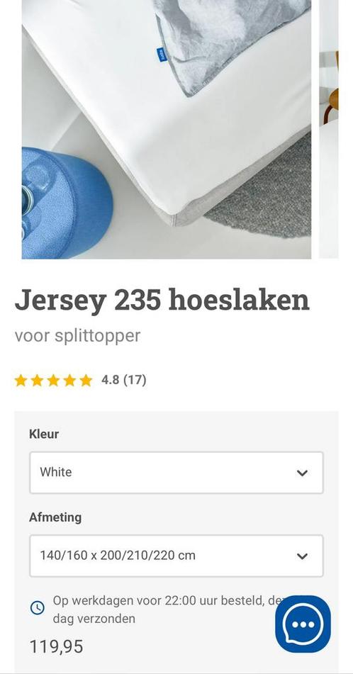 2x Auping splittopper hoeslaken | wit | organic jersey 235 g, Huis en Inrichting, Slaapkamer | Beddengoed, Zo goed als nieuw, Hoeslaken of Sloop