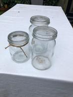 3 wekpotten met glazen deksel, Huis en Inrichting, Keuken | Potten en Pannen, Ophalen, Zo goed als nieuw, Glas, Pot, Bus of Blik
