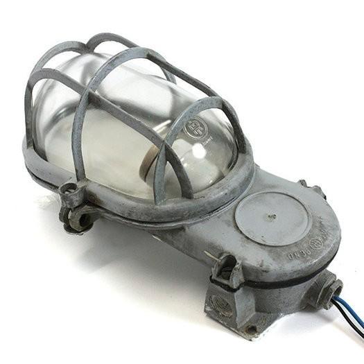 industriële wandlamp van Industria Rotterdam grijs kooilamp, Antiek en Kunst, Curiosa en Brocante, Ophalen of Verzenden