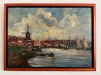 Jan Kelderman "Hollands havenzicht", Antiek en Kunst, Kunst | Schilderijen | Klassiek, Ophalen of Verzenden
