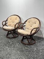 Set van 2 Vintage Rotan Egg Chair Fauteuils, Huis en Inrichting, Fauteuils, Ophalen of Verzenden, 75 tot 100 cm, 50 tot 75 cm