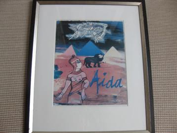 Corneille Aida. Grote kunstdruk achter glas. Ingelijst. beschikbaar voor biedingen