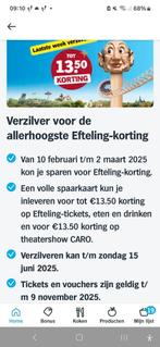 6 zegelboekjes voor tickets voor de efteling 13,50 korting, Tickets en Kaartjes, Recreatie | Pretparken en Attractieparken, Drie personen of meer