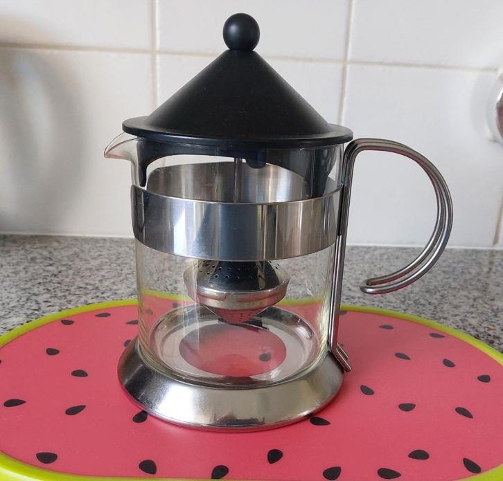 DEENS DESIGN.GLAZEN THEEPOT.zie omschrijving, Huis en Inrichting, Keuken | Servies, Zo goed als nieuw, Overige typen, Overige stijlen