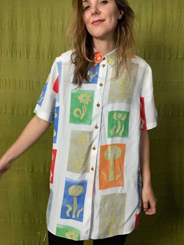 Vintage blouse / shirt - Jaren 90 - print - 44/XXL beschikbaar voor biedingen