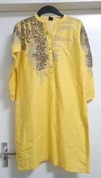 Maat S geel bruin geborduurde jurk tuniek Indiase kameez, Ophalen of Verzenden, Zo goed als nieuw, Maat 36 (S), Geel