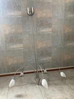 RVS 5 armige design  hanglamp woonkamer, Huis en Inrichting, Lampen | Hanglampen, Ophalen, Gebruikt, Glas, 50 tot 75 cm