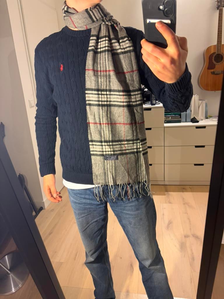 Authentieke Burberry sjaal grijs, Kleding | Heren, Maat 48/50 (M), Ophalen of Verzenden, Zo goed als nieuw, Sjaal