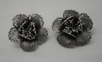 Zilveren prachtige antieke oorclips bloem nr.773, Sieraden, Tassen en Uiterlijk, Oorbellen, Verzenden, Zo goed als nieuw, Zilver