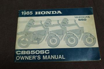Honda CB650SC 1985 Nightwhawk motorcycle owner's manual beschikbaar voor biedingen