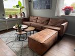 Rodeo bank 3 zits cognac plus hocker, Huis en Inrichting, Banken | Bankstellen, Ophalen, 250 tot 300 cm, Gebruikt, Driepersoons