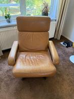 Fauteuil Leolux beige leer, vintage, Huis en Inrichting, Fauteuils, Ophalen, Gebruikt, Modern jaren '70, 50 tot 75 cm