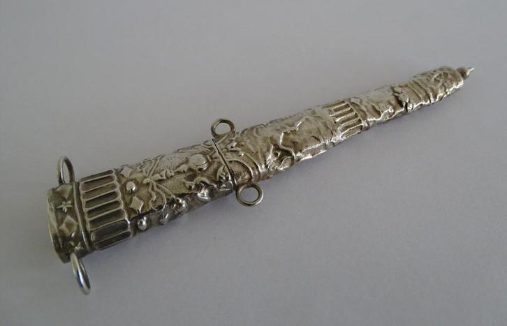 Zilver Zeeuws antiek Naaldenkoker Chatelaine koker, Antiek en Kunst, Antiek | Goud en Zilver, Zilver, Ophalen of Verzenden