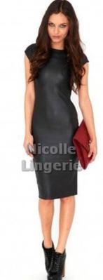 Leather Look Wetlook jurkje Maat S en M met korte mouw (026), Nicolle_Lingerie, Ophalen of Verzenden, Nieuw, Zwart