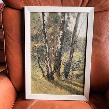 Bomen in het bos, olieverf op board, gesigneerd r.o  beschikbaar voor biedingen