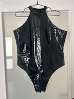 Zwarte wetlook body met rits, Verzenden, Zwart, Body of Korset