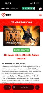 We will rock you concert, Tickets en Kaartjes, Twee personen, Mei