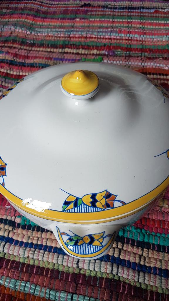 Boch La Louviere D1325 antieke soepschaal met deksel, Antiek en Kunst, Antiek | Keramiek en Aardewerk, Ophalen of Verzenden