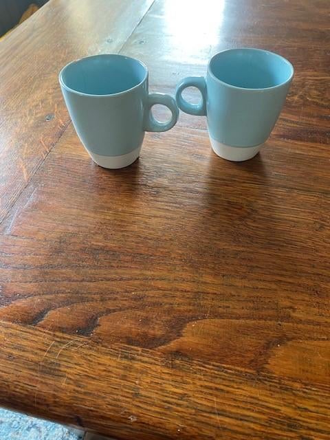 A35–2 blauwe Senseo kopjes, Gebruikt, Ophalen of Verzenden, Overige stijlen, Kop(pen) en/of Schotel(s)