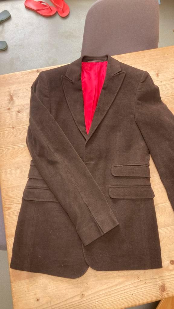 Hans Ubbink colbert bruin met kleurrijke binnenkant, Kleding | Heren, Kostuums en Colberts, Zo goed als nieuw, Maat 46 (S) of kleiner