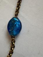 Mooi ketting Manouk goud kleurig kobalt blauw Murano kralen, Ophalen of Verzenden, Zo goed als nieuw, Blauw, Overige materialen