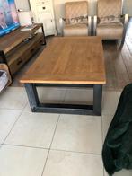 Robuuste Eiken Salontafel met Stalen Poten, Gebruikt, 100 tot 150 cm, Eikenhout, Ophalen of Verzenden