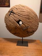 Landelijk Houten Decoratie Wiel op Standaard, Ophalen, Zo goed als nieuw