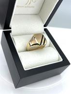 14 K Gouden Heren Zegelring 8-Kant Onyx Diagonale Strepen, Sieraden, Tassen en Uiterlijk, Ringen, Nieuw, Goud, Goud, 20 of groter