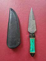 Handgemaakt Damast jachtmes met lederen schede, Ophalen, Zo goed als nieuw