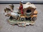 vintage beeld paard met koets gdr porselein, Ophalen