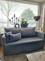 2 prachtige grijze linnen Hoffz stijl banken, Huis en Inrichting, Banken | Bankstellen, Ophalen, 75 tot 100 cm, Zo goed als nieuw