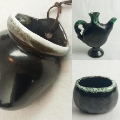 3 vaasjes mintgroen parelmoer, Antiek en Kunst, Antiek | Keramiek en Aardewerk, Ophalen of Verzenden