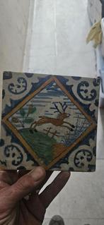 Delftsblauwe Tegel 17e Eeuw - Hert, Antiek en Kunst, Ophalen