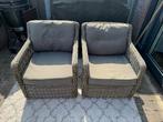 2 comfortabele tuinstoelen met kussens, Ophalen, Zo goed als nieuw, Kunststof