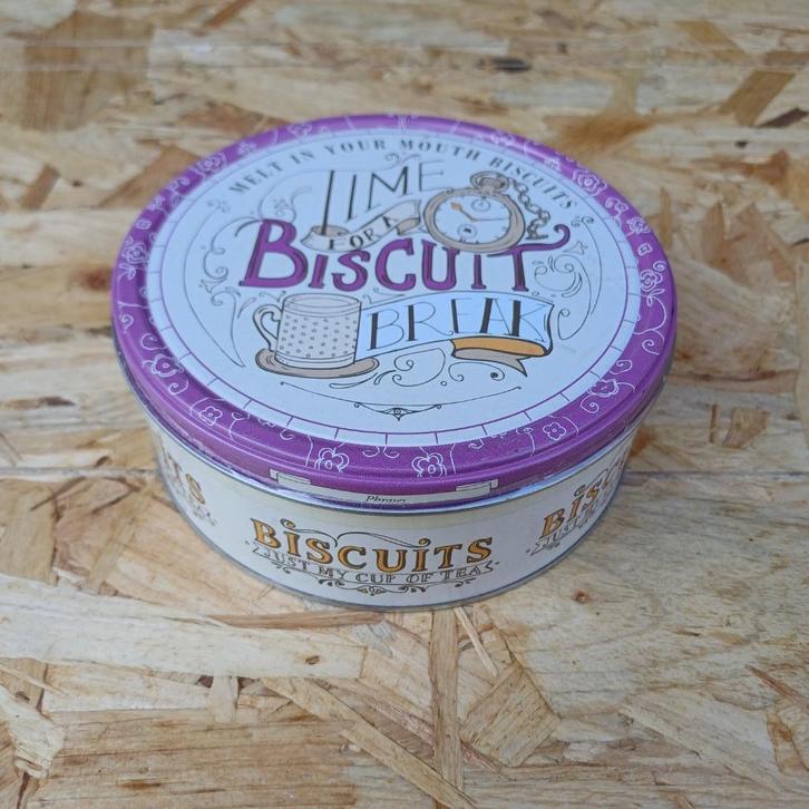 Blik Time for a biscuit break - Jacobsens Bakery, Verzamelen, Blikken, Gebruikt, Koek(jes), Overige merken, Ophalen of Verzenden