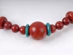 KETTING  41-45 cm, met zilver slot, Sponskoraal en Turkoois, Ophalen of Verzenden, Zo goed als nieuw, Met edelsteen, Rood