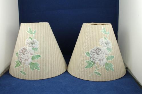 2 x vintage lampenkap stof, bruin gestreept met bloemen. 6C8, Huis en Inrichting, Lampen | Tafellampen, Gebruikt, Stof, Ophalen of Verzenden