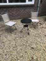 tuinstoel frans tuinstoelen staal met touw en tafeltje zitje, Tuin en Terras, Tuinstoelen, Ophalen, Gebruikt, Metaal