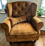 Fauteuil fluweel okergeel, Huis en Inrichting, Fauteuils, Ophalen, 75 tot 100 cm, 100 tot 125 cm, Stof