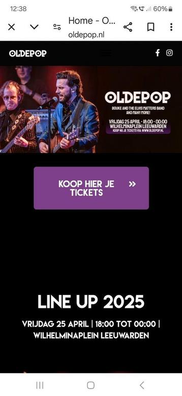 2 tickets oldepop Leeuwarden 25 april 2025 beschikbaar voor biedingen