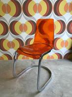 Retro stoelen 2 grijs,1 oranje, Huis en Inrichting, Stoelen, Grijs, Gebruikt, Eén, Ophalen