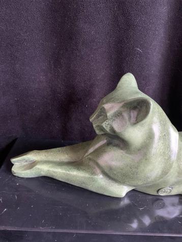 Poes ,Art Deco , groen gepatineerd, Brons/Bronzen beschikbaar voor biedingen