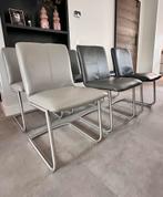 4/6 leder Henders & Hazel design stoel grijs op rvs frame, Huis en Inrichting, Stoelen, Ophalen, Niet opgegeven, Zo goed als nieuw