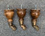 Tafelpoten hout / messing wieltjes, Huis en Inrichting, Tafelonderdelen, Ophalen of Verzenden