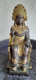 godheid op troon in brons met goudkl . beslag 21 cm, Antiek en Kunst, Antiek | Koper en Brons, Brons, Verzenden