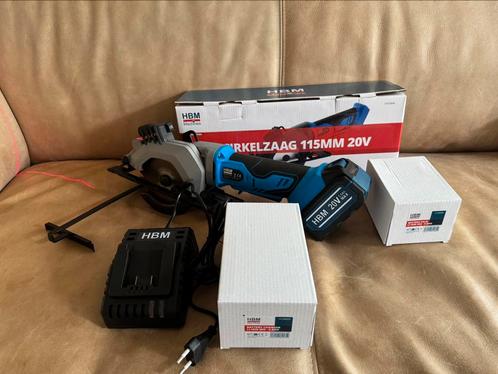 HBM accu cirkelzaag 115 mm 20 volt, Doe-het-zelf en Verbouw, Gereedschap | Zaagmachines, Zo goed als nieuw, Cirkelzaag, 1200 watt of meer