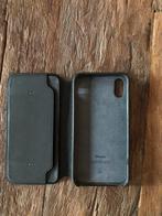 Apple iPhone X Lederen Folio Hoes - Zwart, Ophalen of Verzenden, Gebruikt, IPhone X, Hoesje of Tasje