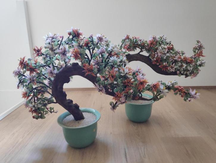 Set van 2 Chinese jade bonsai bomen, handgemaakt!, Antiek en Kunst, Antiek | Porselein, Ophalen