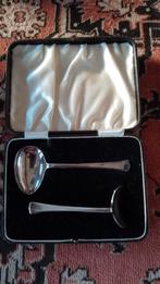 Antiek Engels doosje met verzilverd kinderbestek, Ophalen of Verzenden