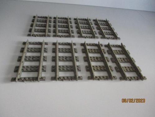 8 LEGO 9v 4515 Rechte Rails GRIJS in perfecte staat!!, Kinderen en Baby's, Speelgoed | Duplo en Lego, Zo goed als nieuw, Lego